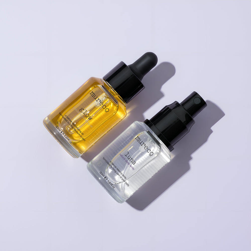 Mureco Moonshine Kit – Glow Face Oil and Luna Sleep Spray, natural beauty sleep bundle